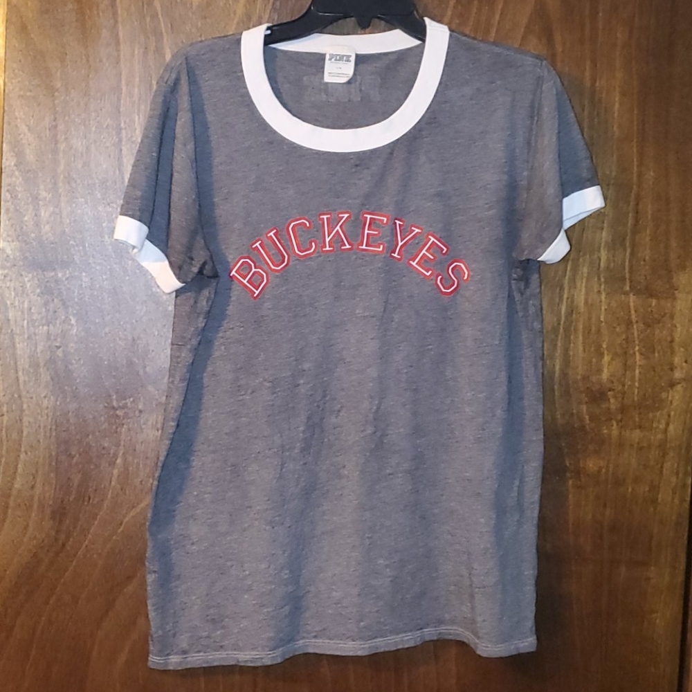 VS PINK Ohio State Buckeys heathered gray Tshirt